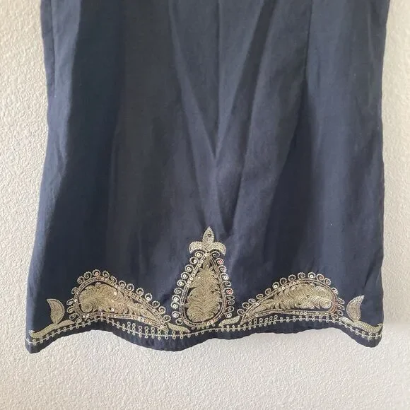 Free People Dress Women's Size 0 Black Gold Shift Sequined Fairy Whimsigoth - Picture 10 of 16